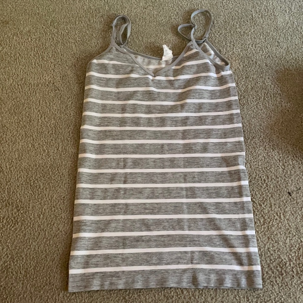 White and gray striped tank top